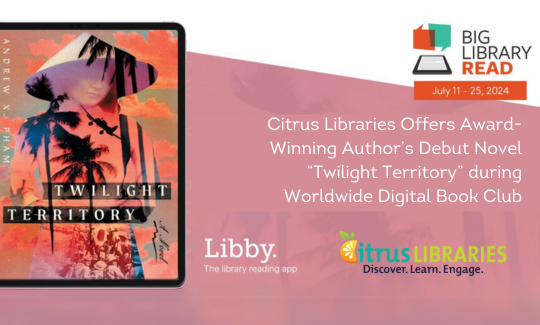 Citrus Libraries Offers Award-Winning Author’s Debut Novel “Twilight Territory” during Worldwide Digital Book Club